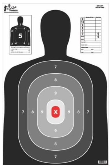 PROSHOT 23IN X 35IN B27 SILHOUETTE TARGET- PRO RED CENTER 5 PACK B-27E-PRO-5PK - Taurus Savings